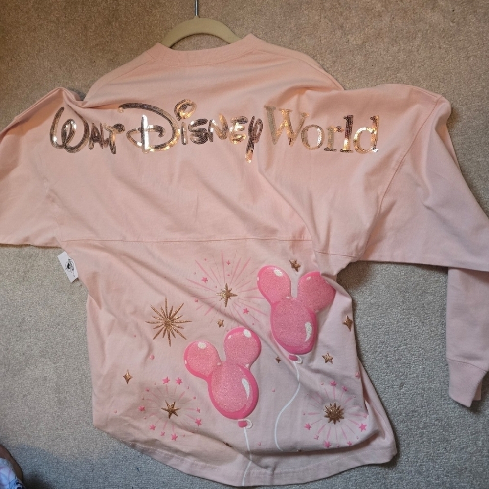 DISNEY PARKS 2024 DISNEY PINK SEQUINS MICKEY BALLOON SPIRIT JERSEY WOMEN XS NWT